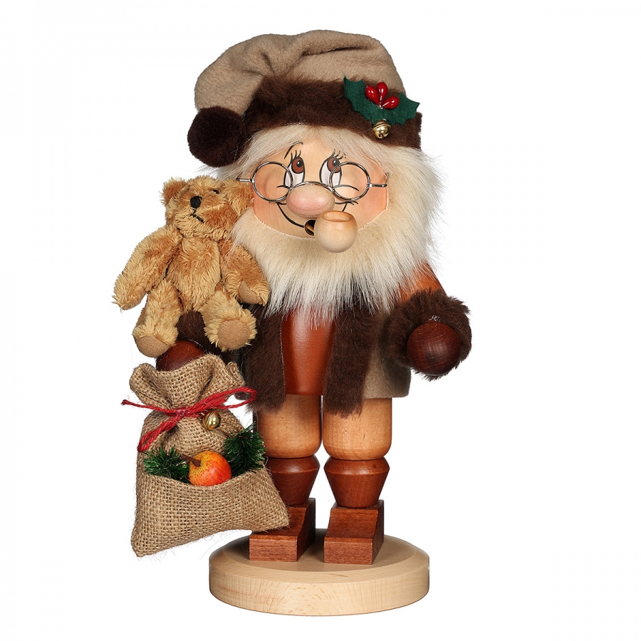 Räuchermann Wichtel Weihnachtsmann mit Teddy 