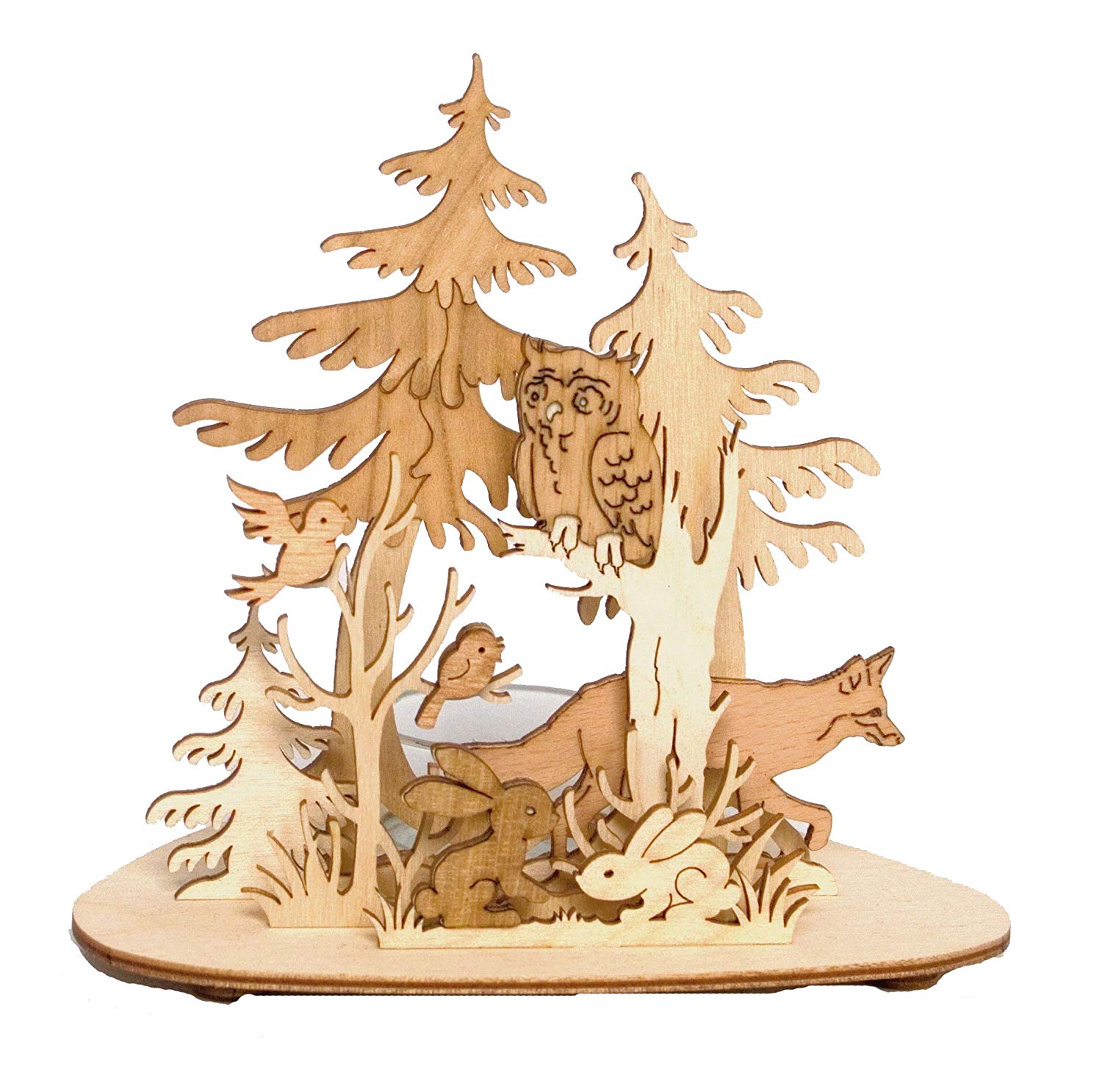Schenk Holzkunst | Teelichthalter online Holzkunst | 5 kaufen Waldtiere, Ebenen